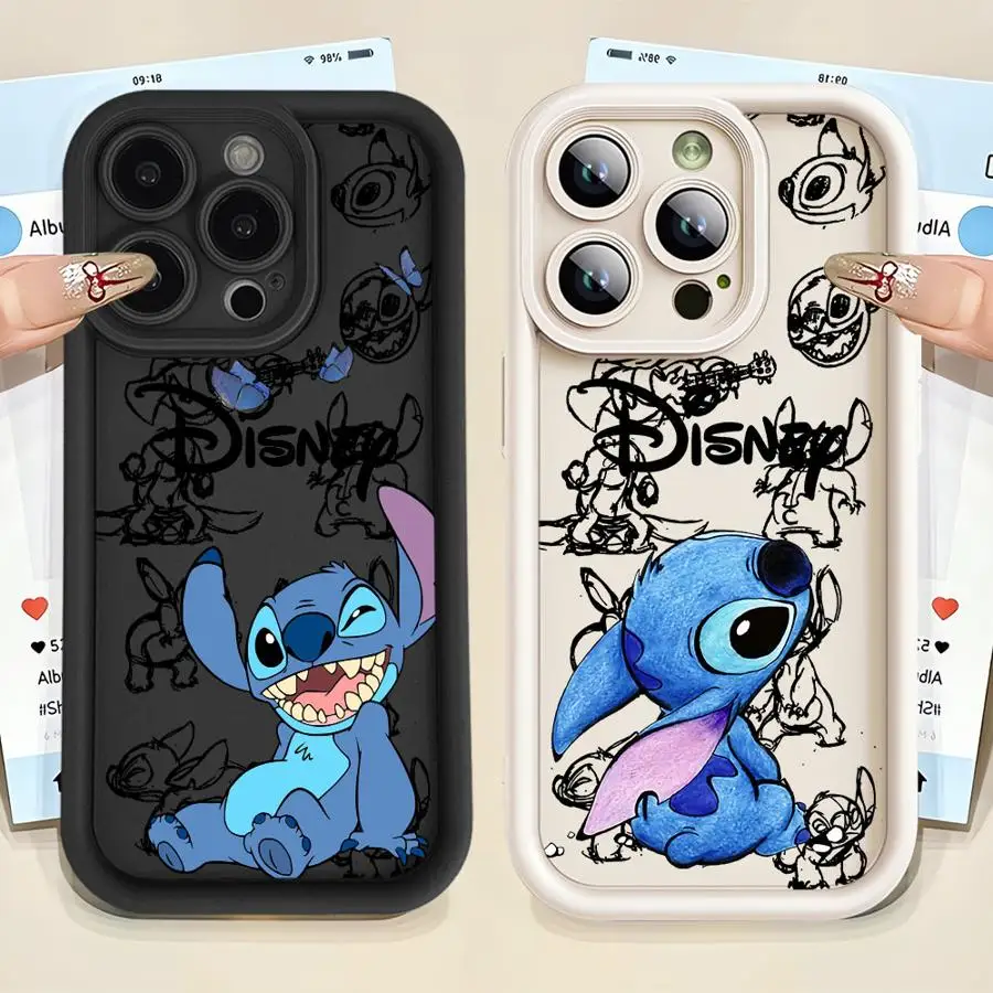 

Чехол для телефона Disney Cute Stitch для iPhone 12 11 14 15 Plus 16 Pro Max 14+ 15Pro 16e 13Pro 13 Мягкий ТПУ 16+