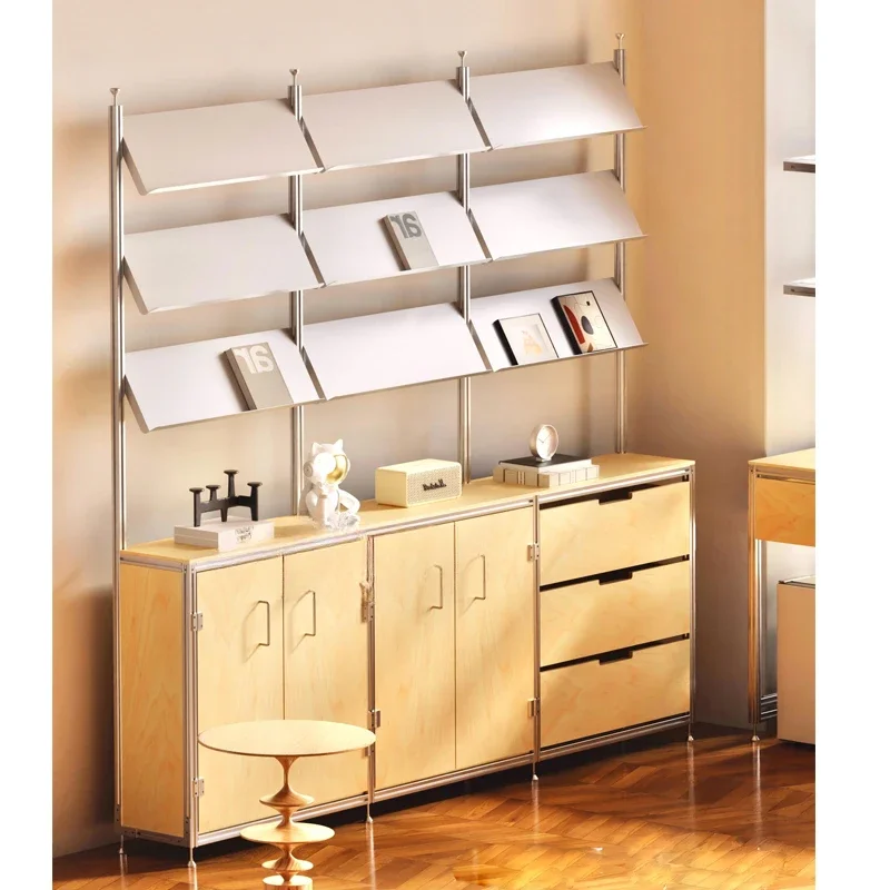 Aluminum profile marine board bookcase storage cabinet storage cabinet wall stainless steel laminate display rack dining side