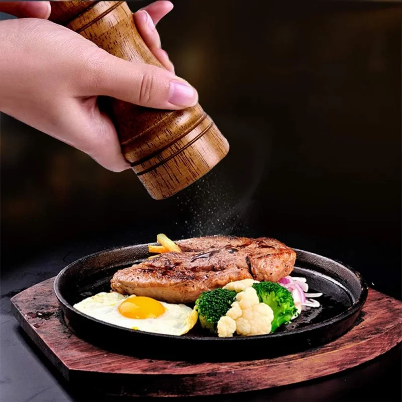 Salt and Pepper Grinders Set Manual Wooden Mills Shakers, Ceramic Rotor with Strong Adjustable Coarseness (5.5inch)