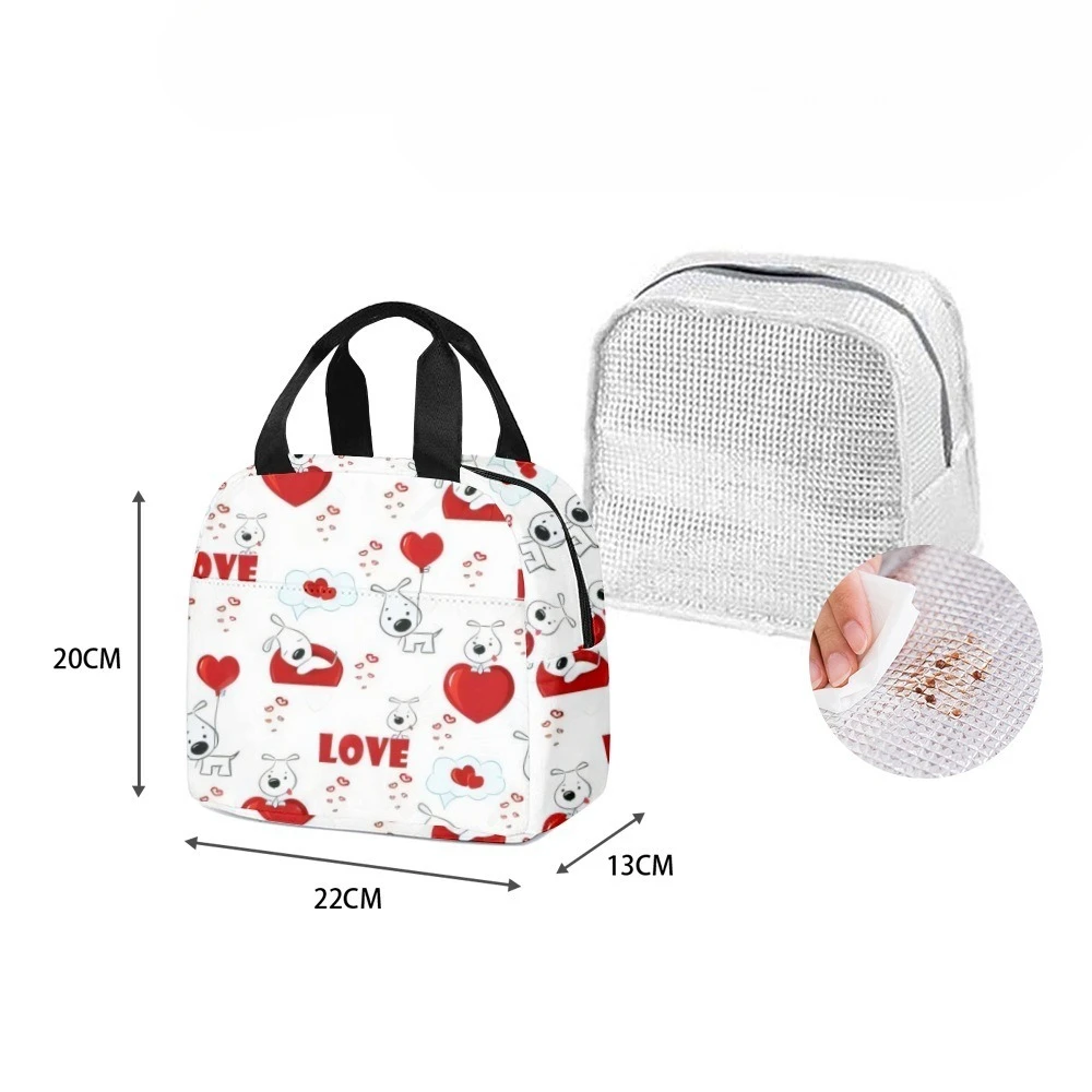 Amor vermelho cores corações isolado almoço saco bolso lateral à prova dwaterproof água reutilizável escritório fácil limpo design para trabalho escola piqueniques