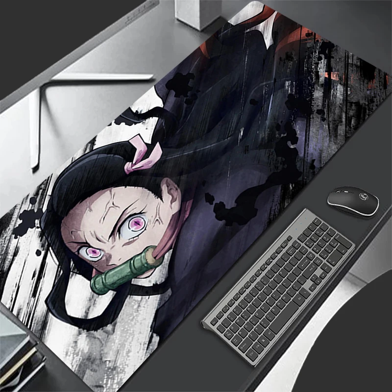 Mouse Pad Nezuko Gaming laptop tappetino per tastiera Deskmat accessori per Pc protezione per scrivania Anime Gamer tappeto Mousepads Demon Slayer XXL