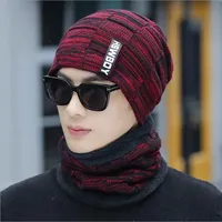 New Men Winter Warm Wool Hats Outdoor Ear Protection Warm Thick Bicycle Knitted Cap Scarf Windproof Visors Caps Tide Gorras