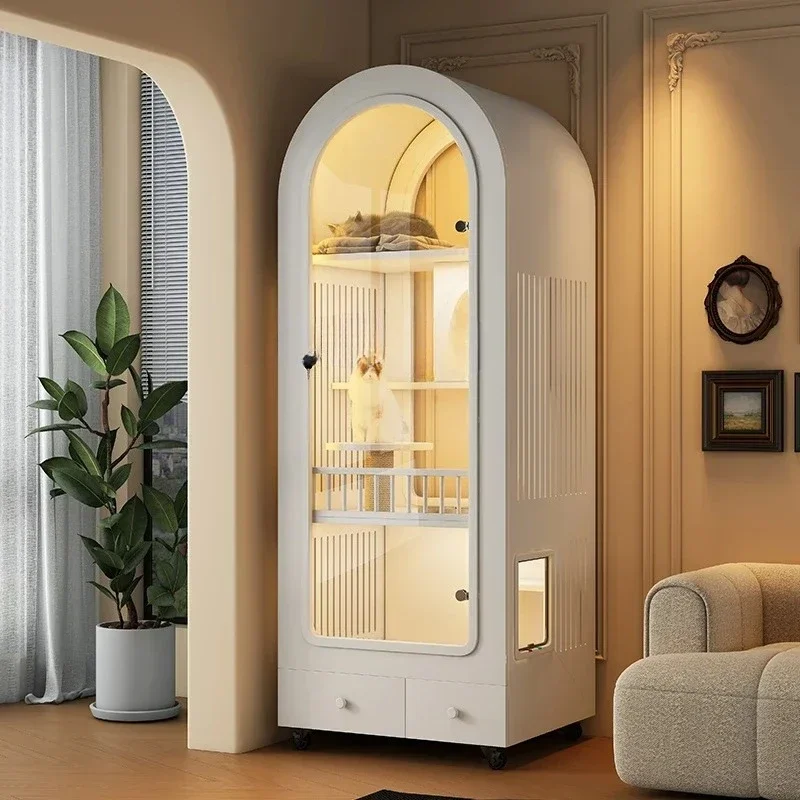 

P French style cat cage solid wood cat cabinet arched cat house does not occupy an area with toilet