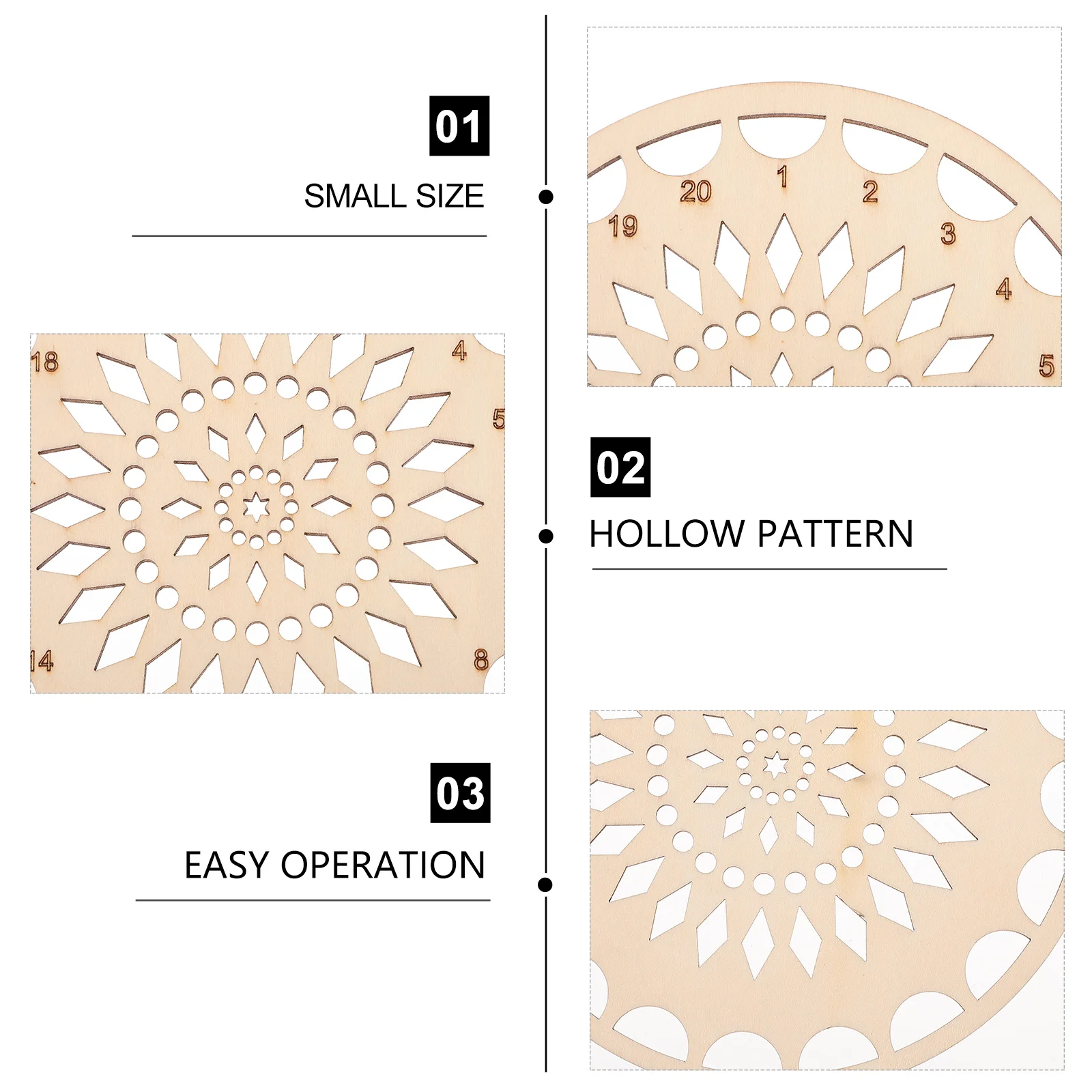 

1Pcs Wooden Embroidery Thread Organizer Durable Hollow Pattern Thread Winding Plate for Stitching and Cross Stitch Storage