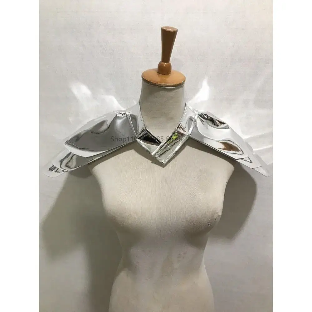 Gilet à épaulettes argentées, armure d'épaule volante, accessoires de spectacle sur scène, Costume de danse pour femmes danseuses