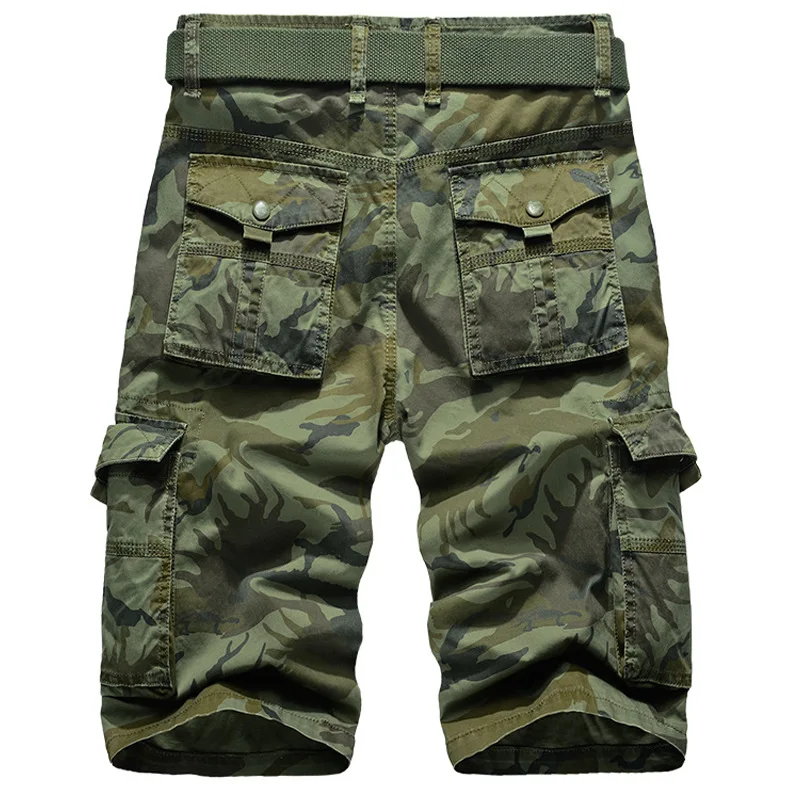 Men‘s New Cargo Shorts Summer Men Green Cotton Shorts Men Loose Multi-pocket Shorts Homme Casual  Trousers Big Size