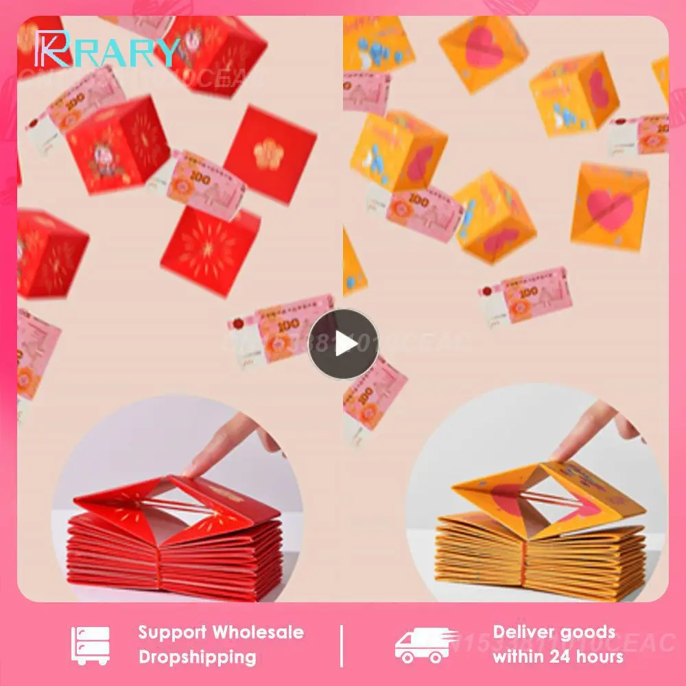 Caja sorpresa creativa de sorpresa navideña, resistente al desgaste y duradera, diseño de rebote, sobre rojo, caja de regalo, materiales de alta calidad