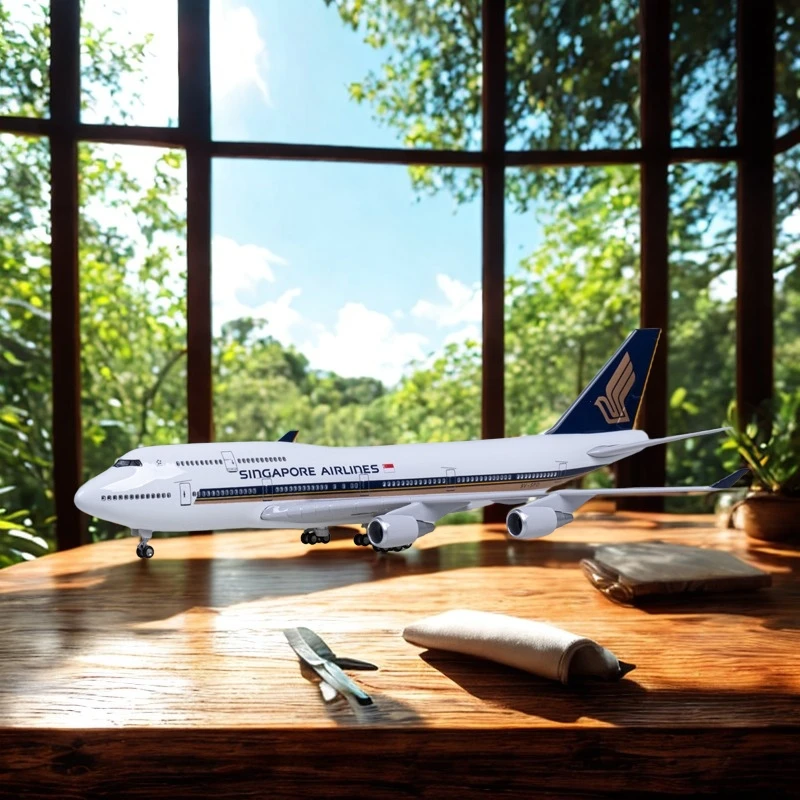 

Diecast Plane Model 47cm Singapore B747 Display Model Aircraft Decoration Room Collection Gift for Collections and Displays