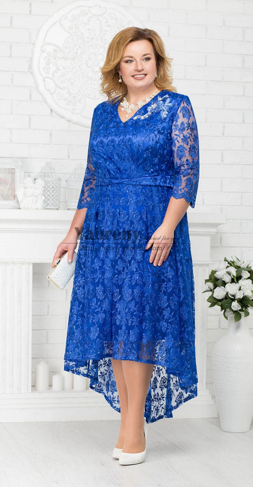 High Low Royal Blue Mother of the Bride Lace Dress 2022 Fashion mother of the bride dresses