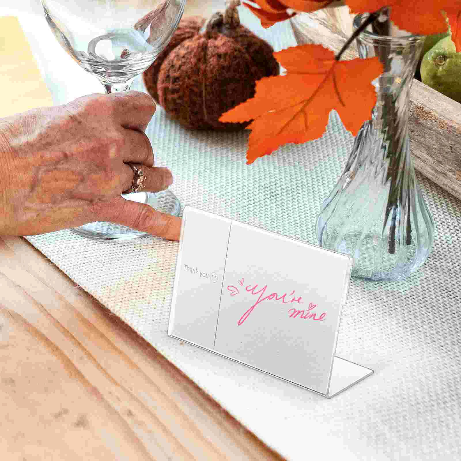 30 قطعة بطاقة عرض أكريليك واضحة الجدول تسجيل رقم حامل بطاقات المنتج منضدية تسجيل أصحاب تصميم مائل عالية الوضوح