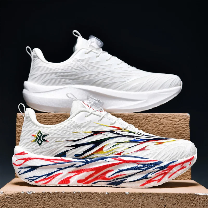 أحذية رياضية خضراء للجري للرجال بتصميم بإبزيم دوار أحذية ركض من الكربون للنساء أحذية رياضية رجالية خفيفة الوزن قابلة للتنفس #3