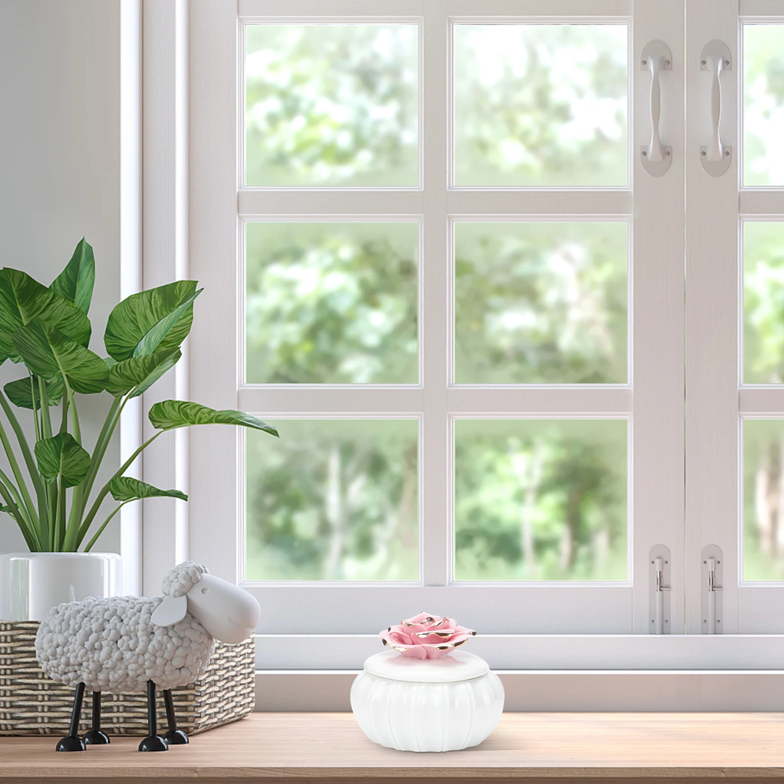 

1 шт. керамическая коробка для хранения ювелирных изделий в скандинавском стиле с розовым узором, ручная роспись, прочная герметичная крышка, контейнер для хранения для дома