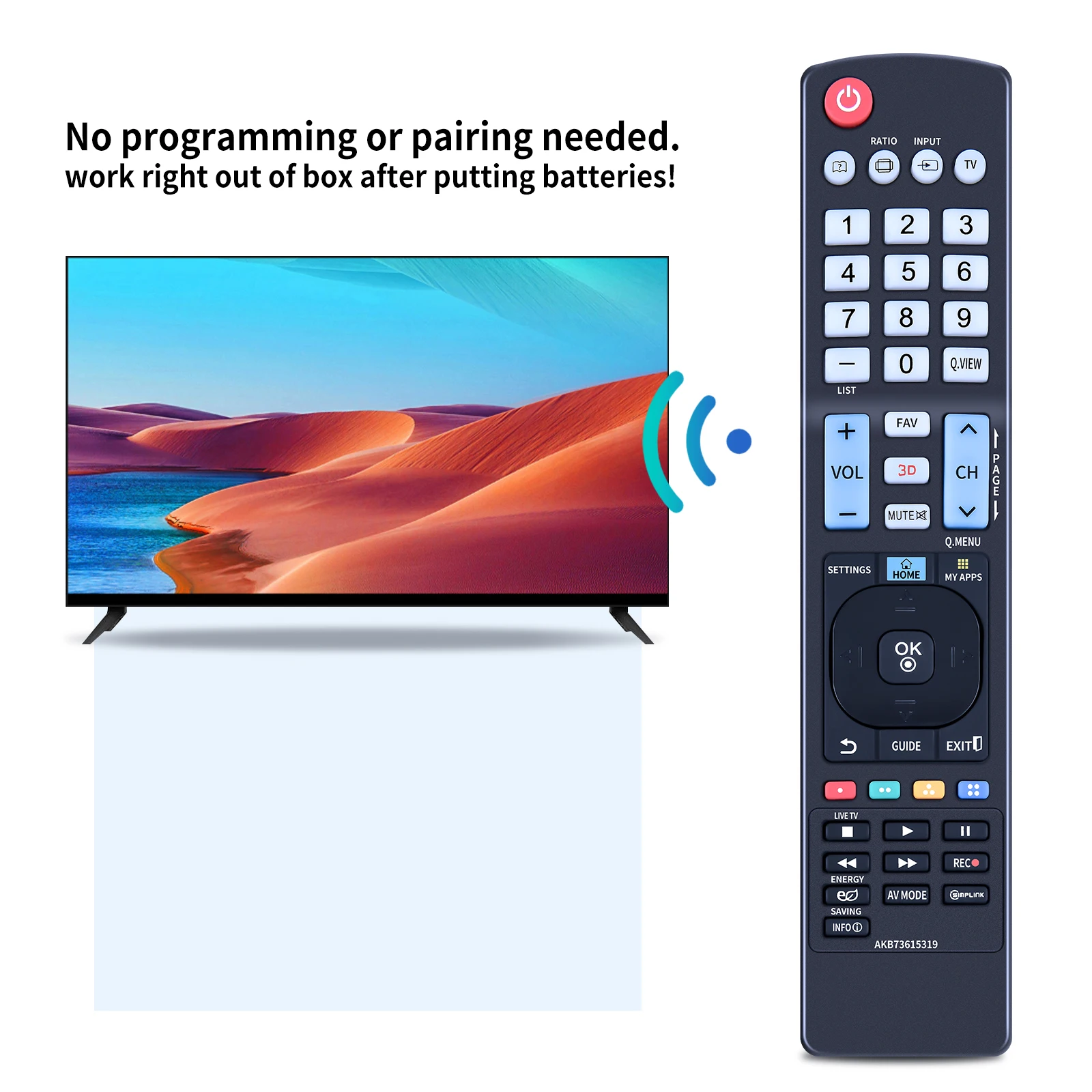 New AKB73615319 Replace Remote fit for TV 42LM6400 42LM6400-SA 32LM6400 32LM6400-SA 32LM6400SA 42LM6400SA 47LM6400SA