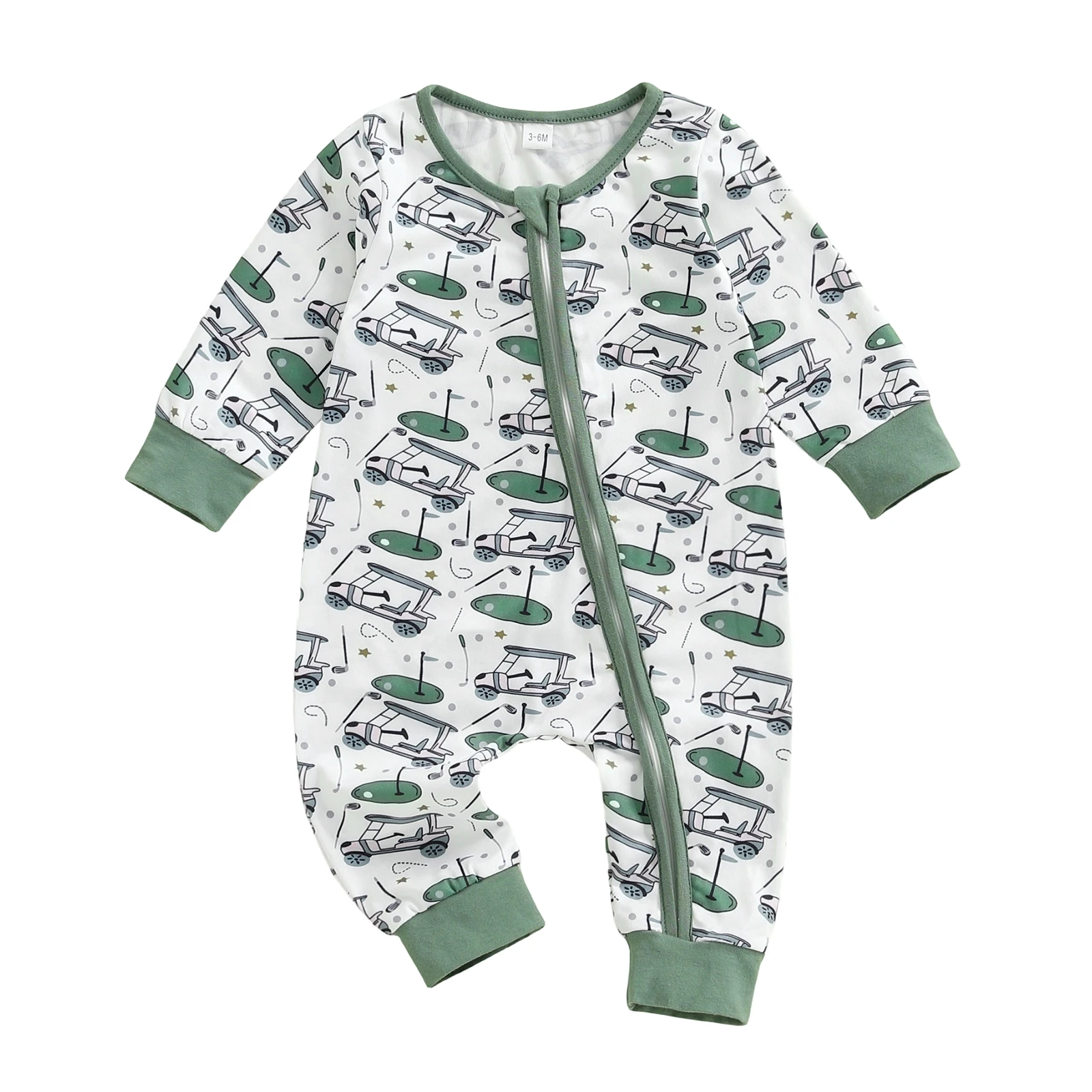 

Детский осенний комбинезон с принтом для гольфа, комбинезон на молнии с длинными рукавами и круглым вырезом для мальчиков и девочек