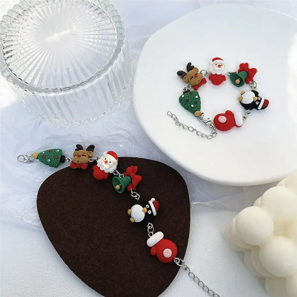 Colorful Kids Merry Christmas Bracelet Kriss Kringle Elk Christmas Bell Hand Chain Christmas Tree Penguin