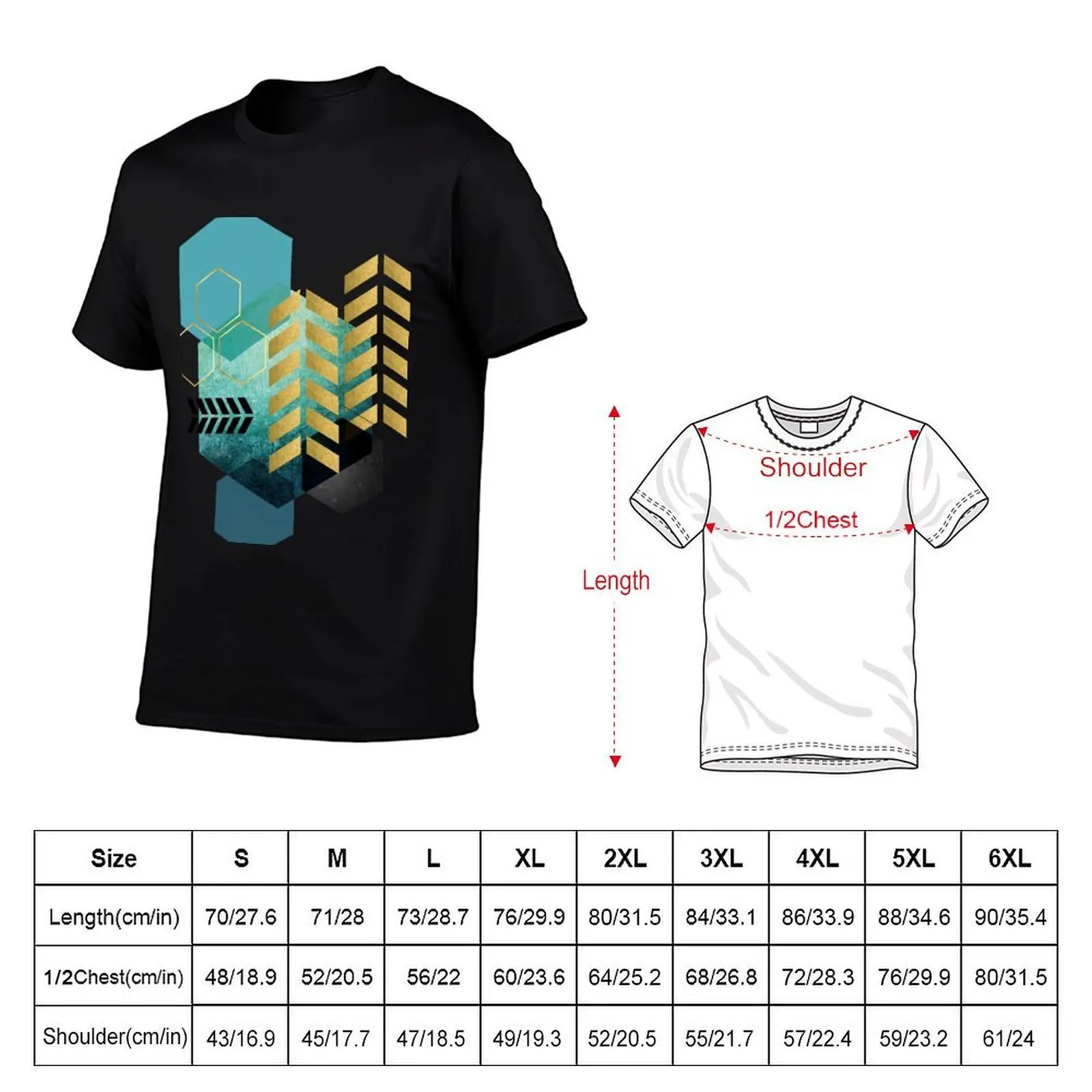 Teal and Gold Geo T-Shirt summer top aesthetic clothes t shirt for men