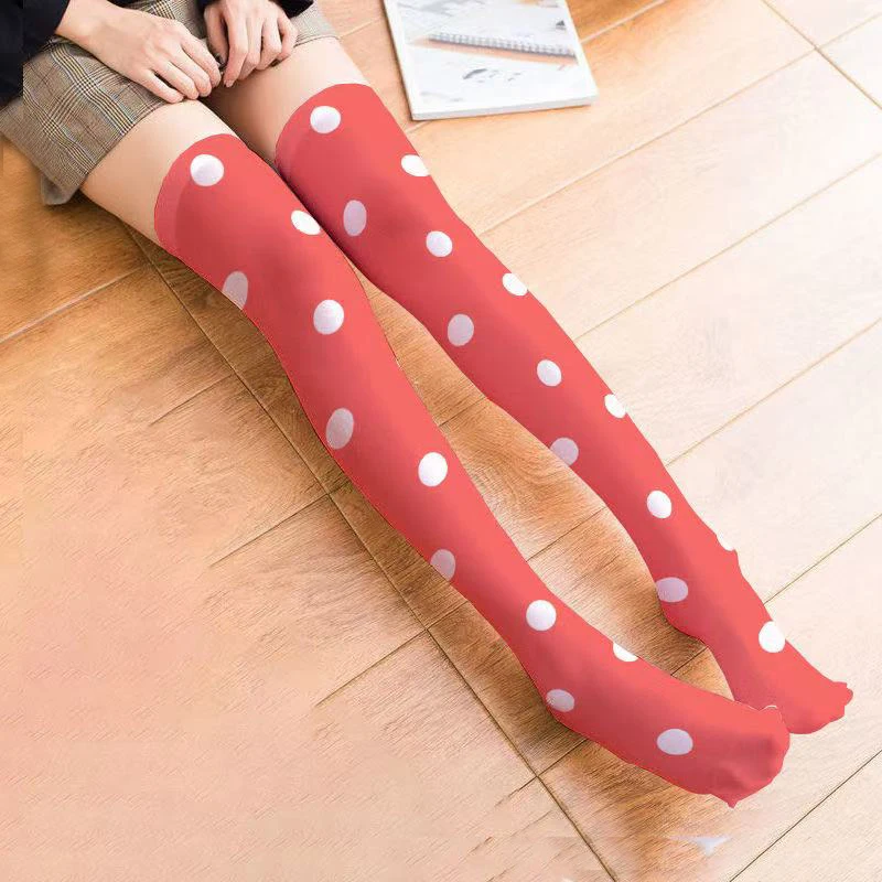 Game Osana Najimi Cosplay red socks Prop Women Over Knee Socks Lovely Xmas Stockings Halloween Accessories Polka Dot socks