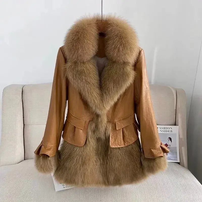 

Women 2024 Winter New Imitation Fox Fur Simulation Leather Coat in The Long Ruffled Fashion Young Fur Coat E3660