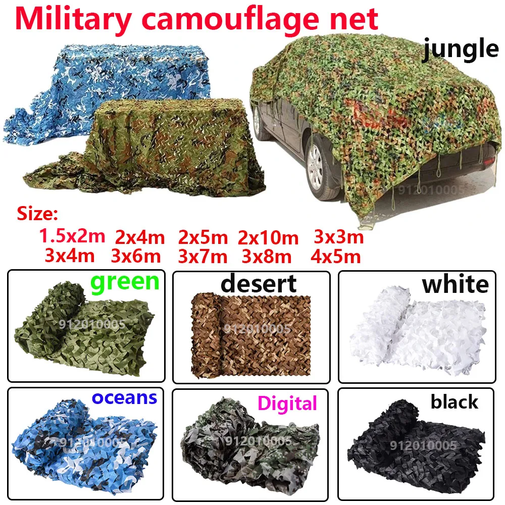 Military camouflage net hunting camouflage net garden gazebo net car awning white green black jungle desert color