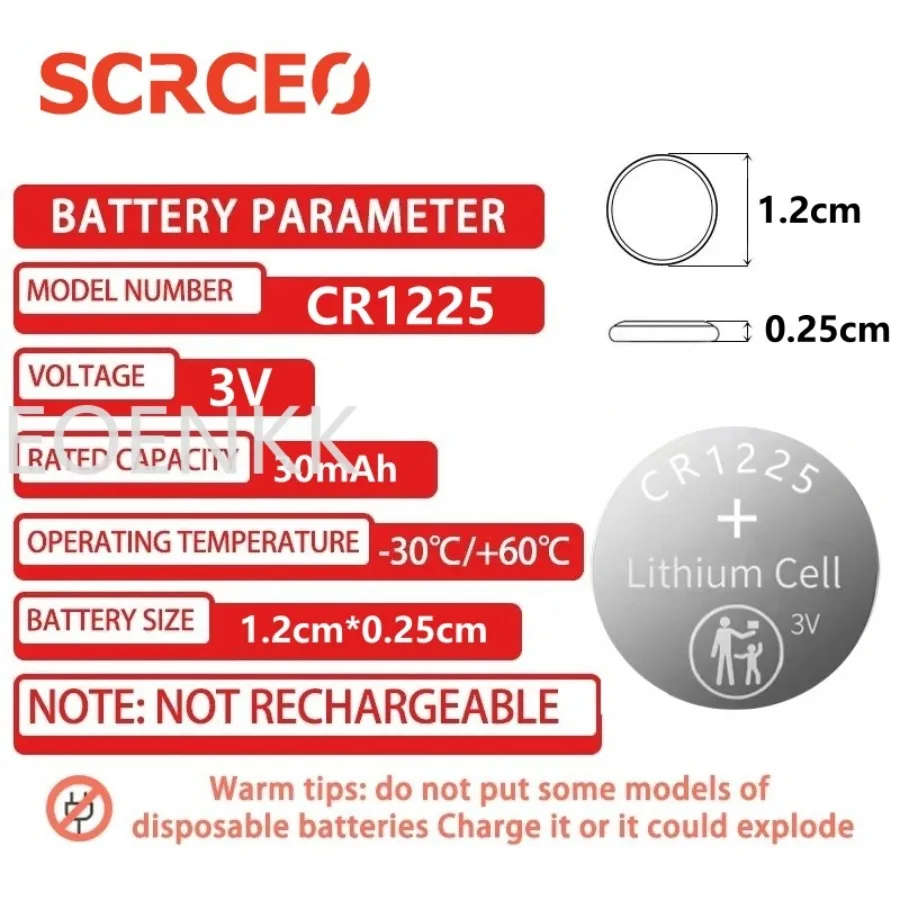 Batterie au lithium CR1225 3V, compatible avec CR 1225 24.com, BR1225, KL1225, ECR1225, calculatrice, montre, clé de voiture, en vrac, 2 à 50 pièces