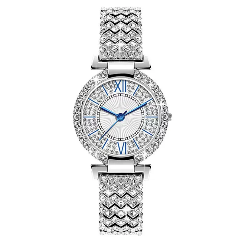 

Luxury Round Rhinestone Quartz Watch Women Business Fashion Casual Silver Stainless Steel Strap Wristwatch Relogio Feminino