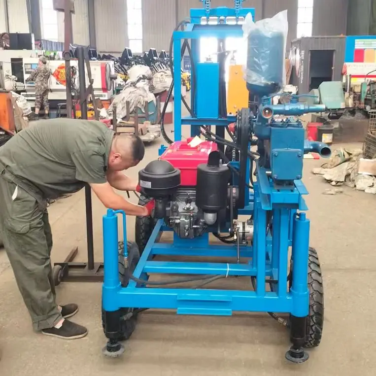 Customized Mobile Diesel 30HP Wheel Hydraulic 100M Efficient Drilling Simple Operation Water Well Drilling Rig Machine