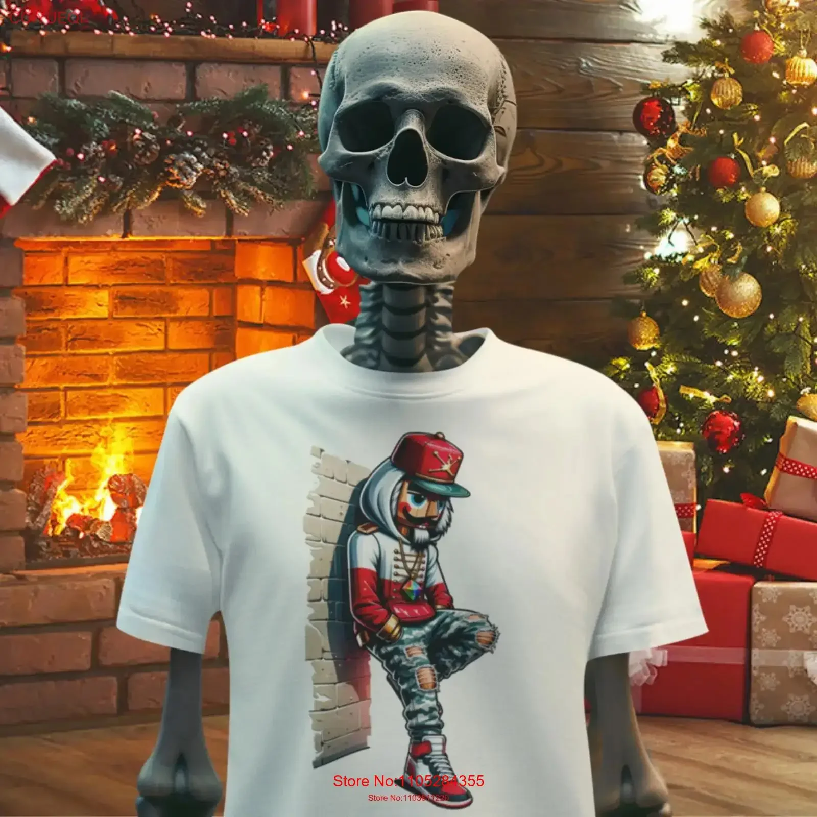Nutcracker Christmas Gangster T Shirt Holiday Streetwear Hip Hop Fashion Urban Style Apparel vintage Washed Versatile Stylish