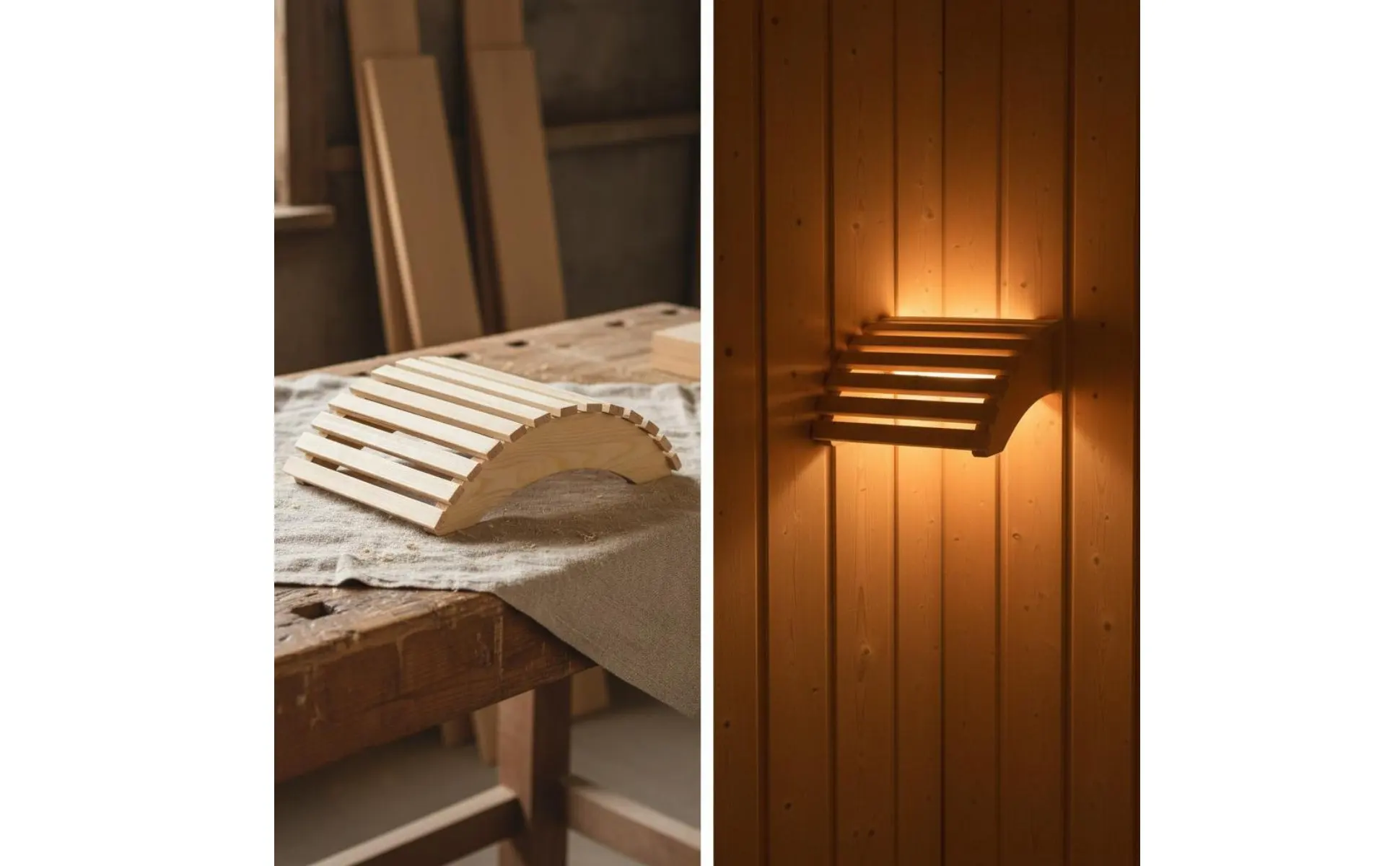 Wooden Sauna Lamp Shade Glare-Reducing Wooden Sauna Lampshade Curved Wood Lamp Guard Prevents Overheating