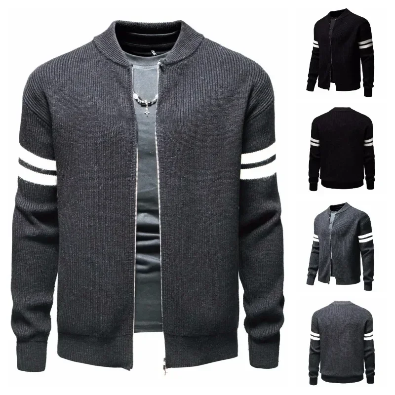 New Autumn and Winter Men's Knitted Cardigan Fashionable Warm Sweater Jacket