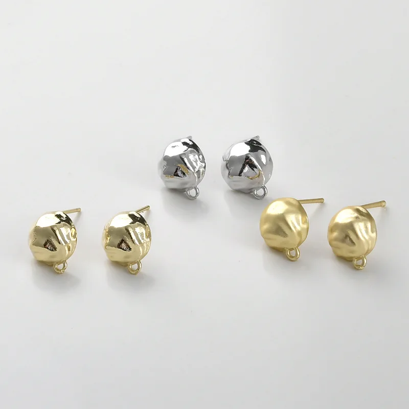 

Copper-plated 14k Gold Color-preserving Concave-convex Round Stud Earrings DIY Handmade Earrings Handmade Material Accessories