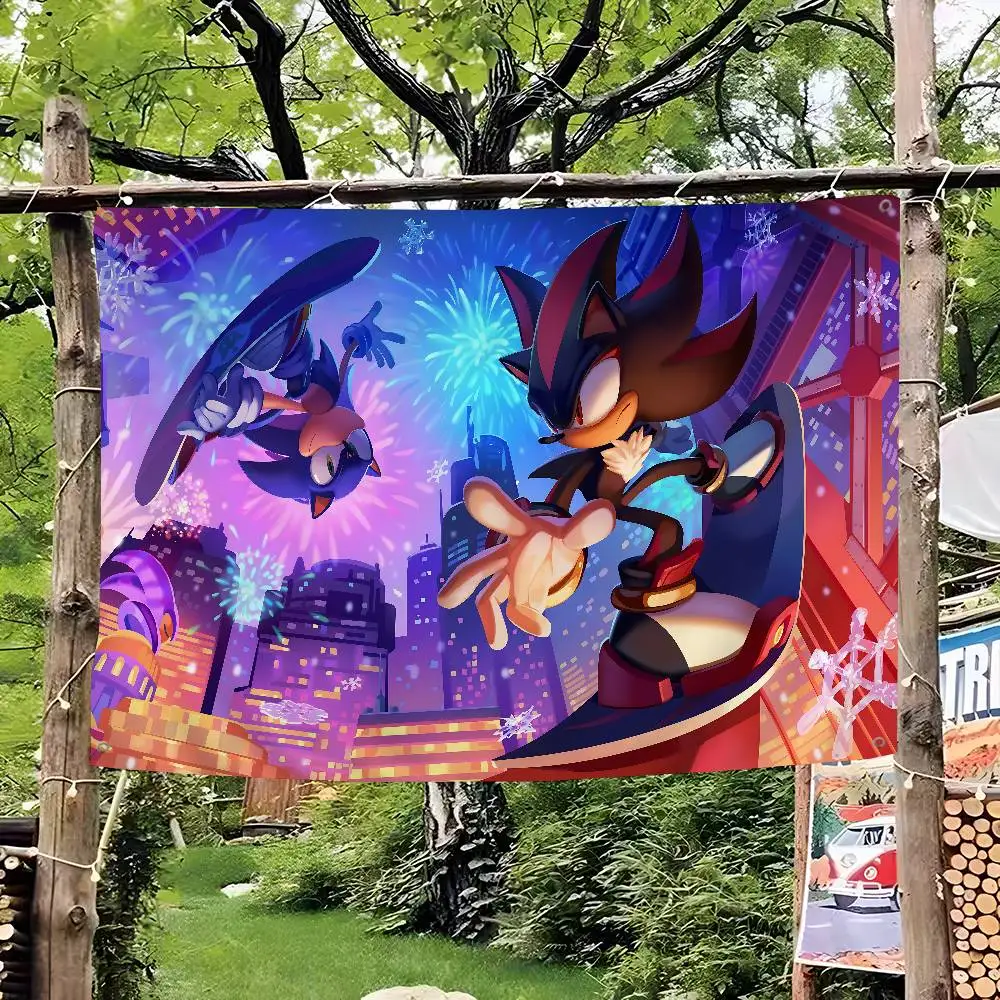 Cartoon S-Sonics Printed Large Flag Art Science Fiction Room Home Decor Decor Banner