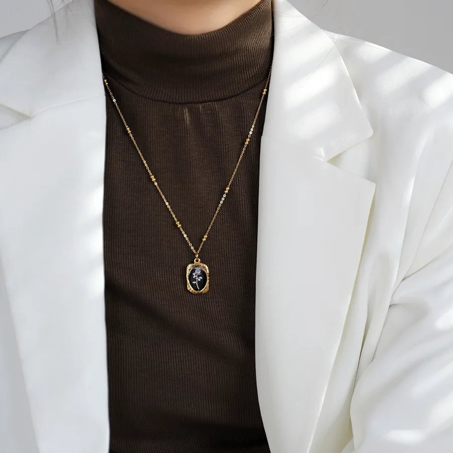 316L Stainless Steel Mirror Flowers Pendant Necklace For Women Girl New Trend Non-fading Neck Chain Jewelry Gift Party