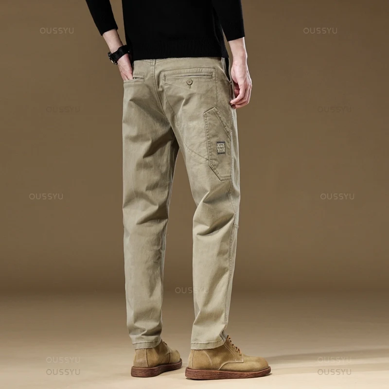 MINGYU Brand New Men\'s Khaki Cargo Pants 97%Cotton Thick Solid Color Work Wear Casual Pant Korean Classic Jogger Trousers Male