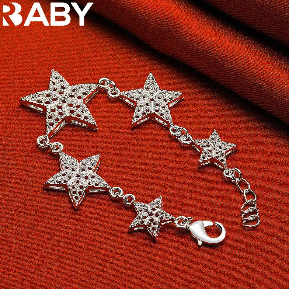 URBABY 925 فضة تصميم ستار أساور للنساء الرجال الإبداع الهدايا الشارع كل مباراة الحفلات والملابس اليومية