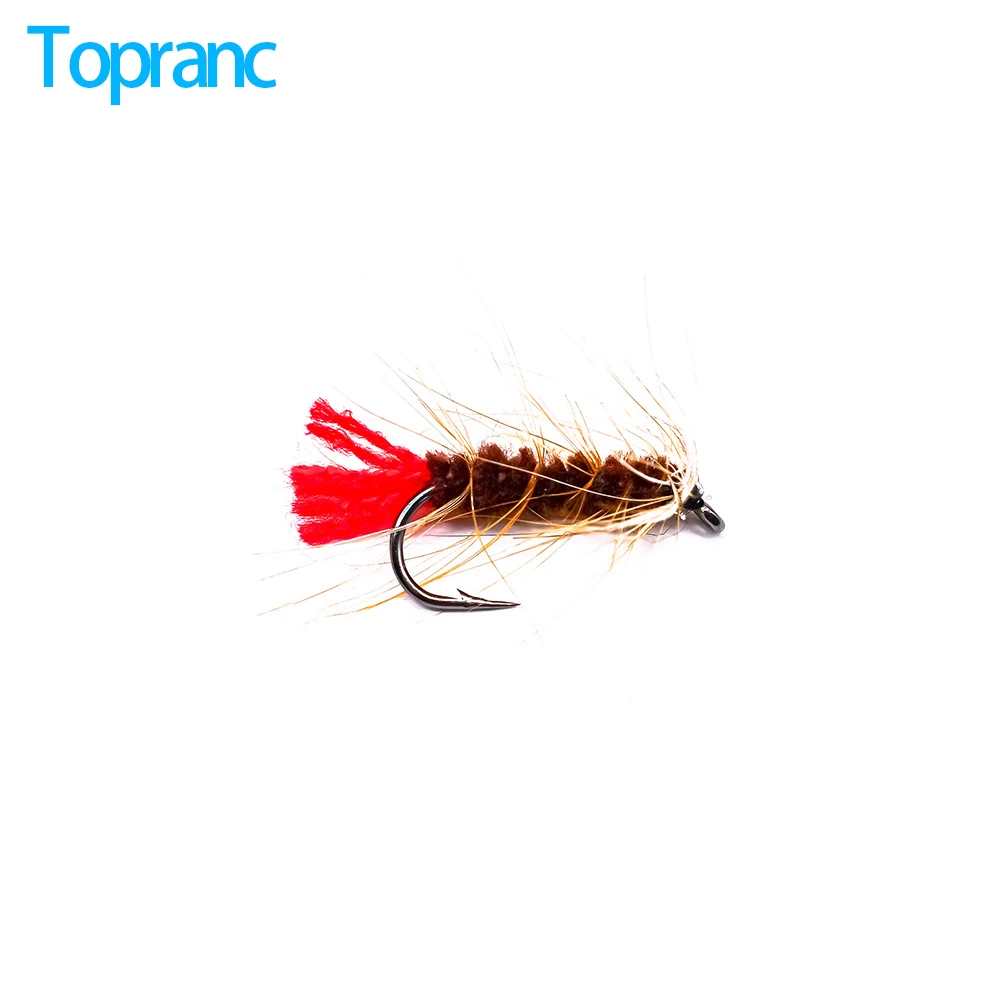 Brown Red Tail Binding Worm Flies Lure 6# Dry Fly Flies Fish Hook for Trout Salmon Artificial Insect Fishing Bait Lure