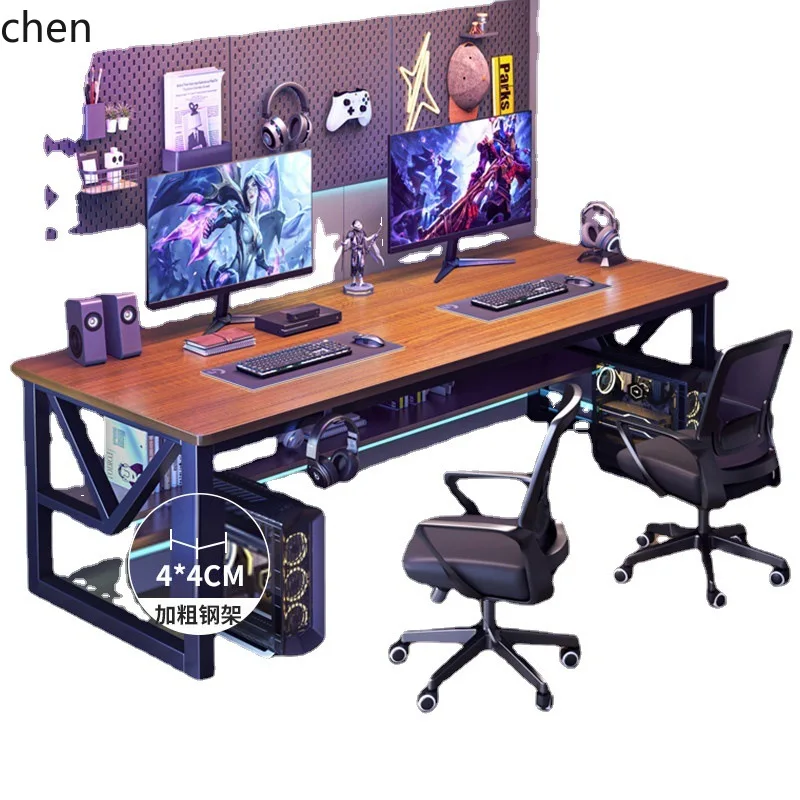 PYH Double Computer Desk Desktop Home E-Sports Table Workbench Double Desk Bedroom Office Desk Chair Simple Modern