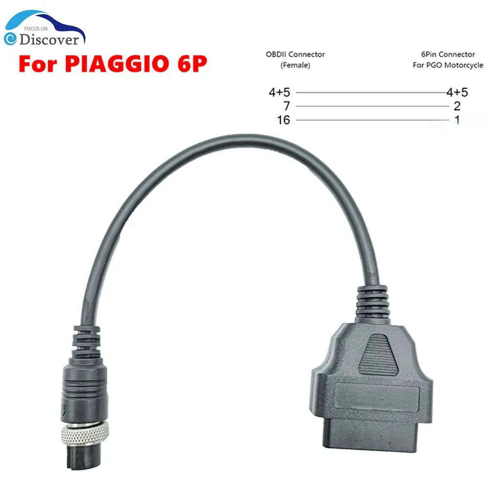 High Quality Motobike OBD2 Connector Motorcycle For PIAGGIO 6P K+CAN Cable Car/Truck/Moto OBD 2 Extension Cable