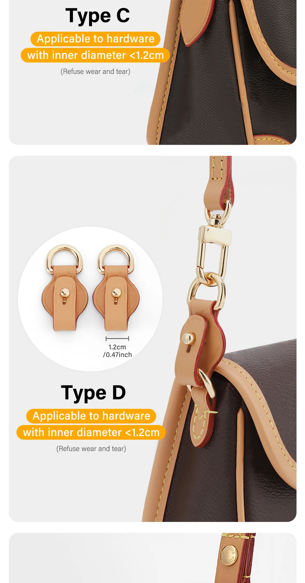 CRAZYSMITH Bag Strap Transformation for LV Diane Bag Punch-Free Hardware Protection Leather Anti-wear Buckle Bag Accessories