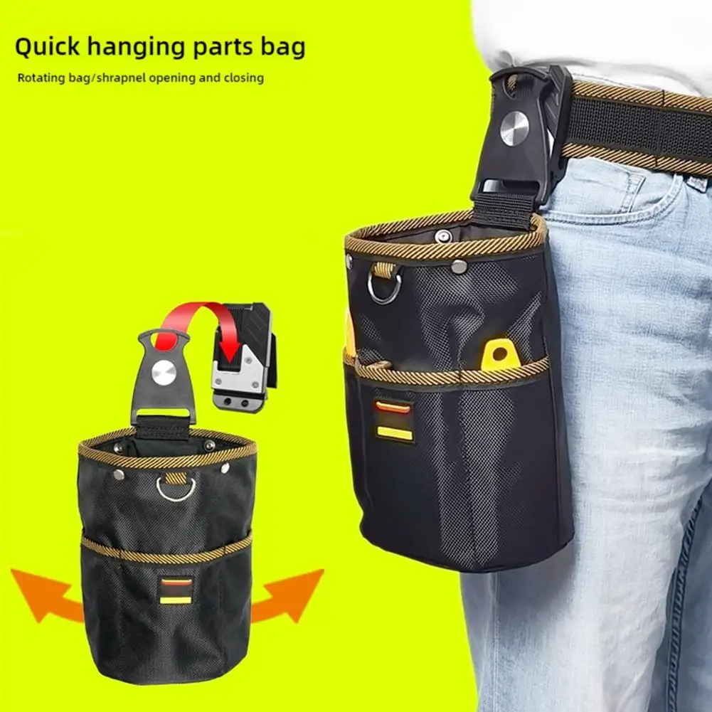 Nail Screw Storage Bag with Buckle Quick Hanging Can Tighten Tool Bag for Carpenter Electrician Cylinder