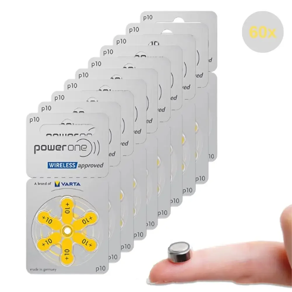 Powerone P10 Hoortoestel Batterijen 60 Stuks 10 Kaarten Zink Lucht 1.45V 10a 10 A10 Pr48 Hoortoestel Batterij Voor Gehoorapparaten