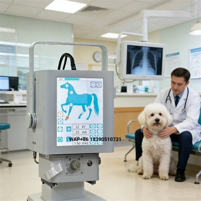 Mobile veterinary radiography equipment X-ray machine with integrated DR detector and optional laptop, optional veterinary X-ray
