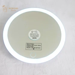 Led Light Up Mirror 6 inch round pink/white/black magnifying 5x 10x 20x 30x times suction cup USB rechargeable miror for shower