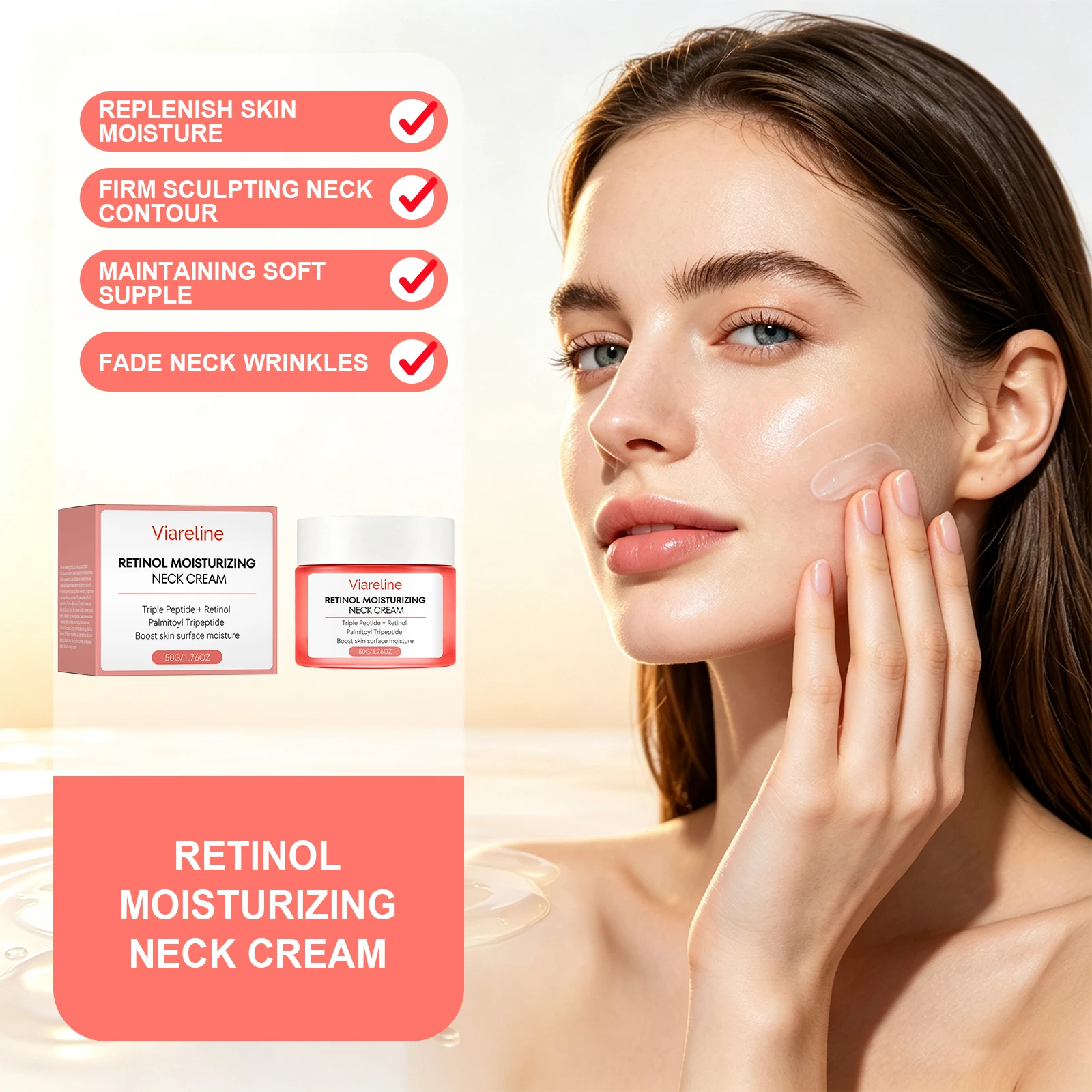 Peptide Neck Cream - Krim Pengencang Leher Retinol Anti Penuaan,