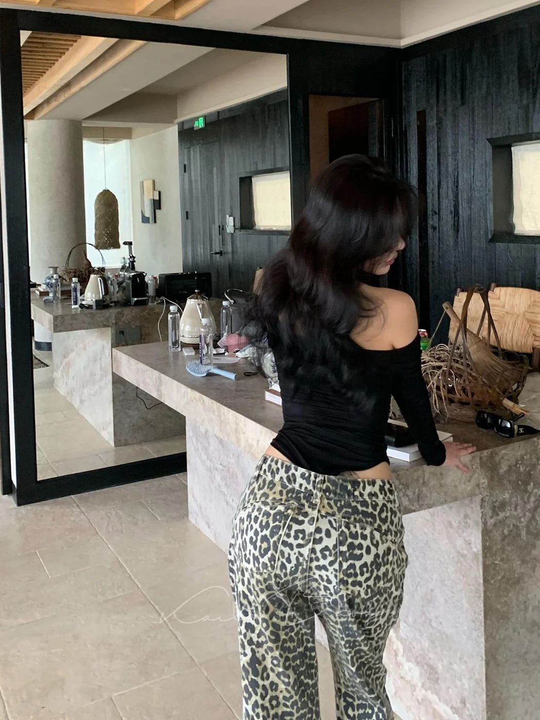 

Американские ретро-джинсы с леопардовым принтом, облегающие, с высокой талией, из эластичного хлопкового денима, прямые брюки с высокой эластичностью