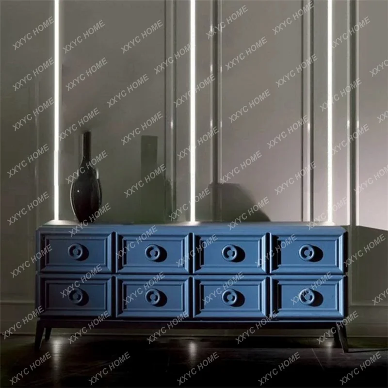Solid wood TV cabinet light luxury simple living room floor cabinet neoclassical drawer locker art