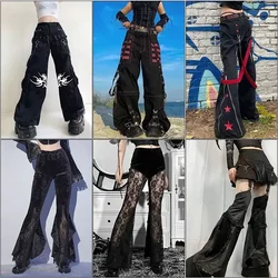 Pantalon gothique Emo Alt pour femme, Techwear, Hiphelicopter Baggy, Fjspinal, Goth Punk, Black Cargo Pants, Cyber Y2k Pants, Academic Dark Clothes