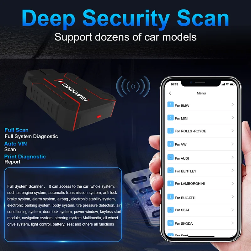 Picture 4: KONNWEI MAXOBD Newest Products Car All System Scanner Bluetooth 5.0 For Android And Ios Both With Free MAXOBD App On Mobile