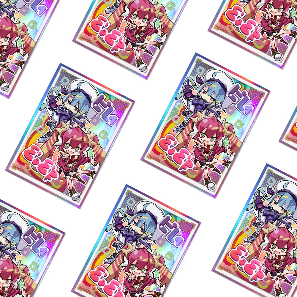 62×89mm 100PCS 홀로그램 만화 아트 애니메이션 카드 슬리브 YGO/TCG 탑 로딩 만화 데크 쉴드(라이브 트윈)