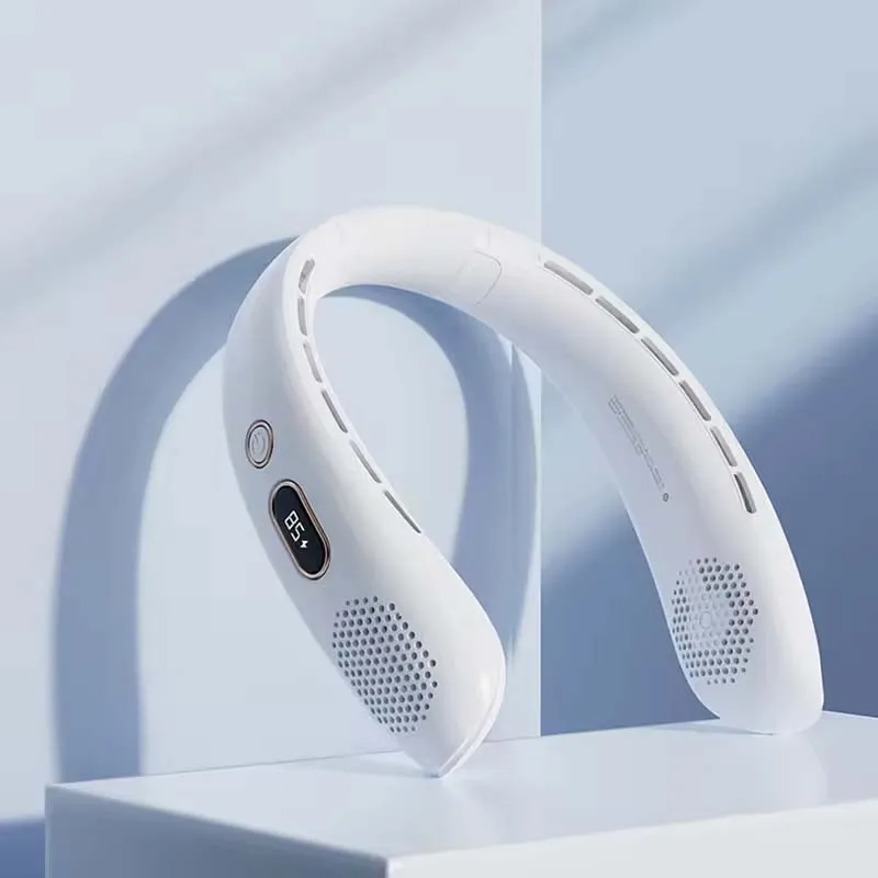 Nowy kreatywny osobisty sport na świeżym powietrzu 3 prędkości USB akumulator przenośny chłodzący powietrzem bezłopatkowy wiszący wentylator na szyję