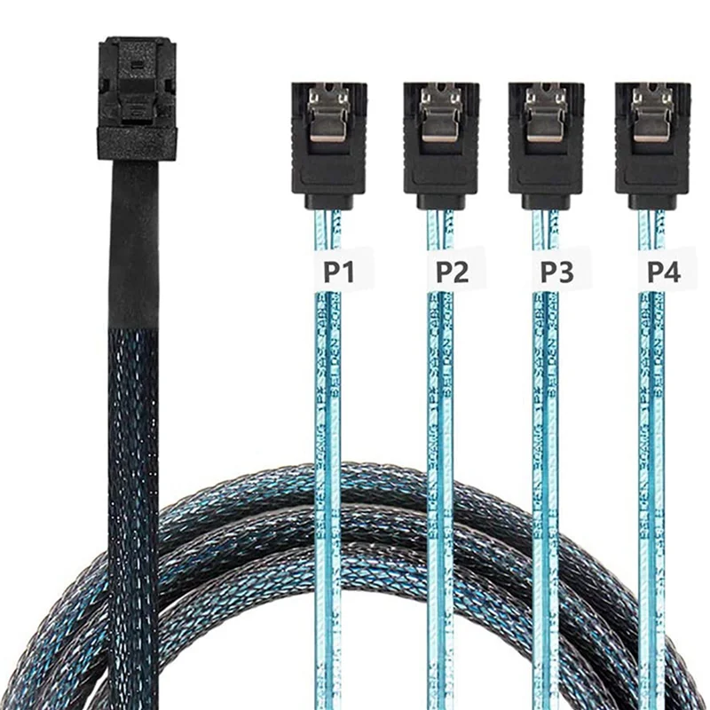 2X Internal Mini SAS To SATA Cable, SFF-8643 To SATA Forward Breakout Compatible With Raid Controller Hard Drive (3.3Ft)